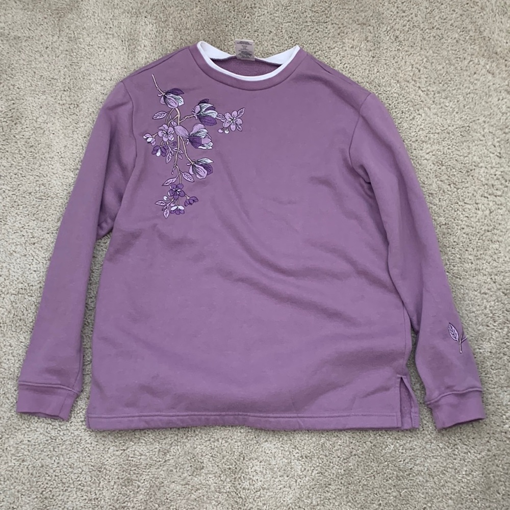Blair Purple Floral Embroidered Sweatshirt